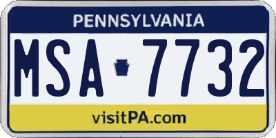 PA license plate MSA7732