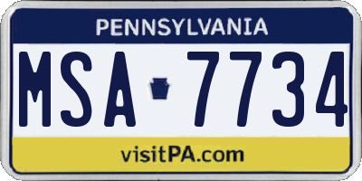 PA license plate MSA7734