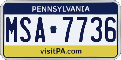 PA license plate MSA7736