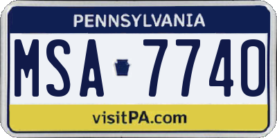 PA license plate MSA7740