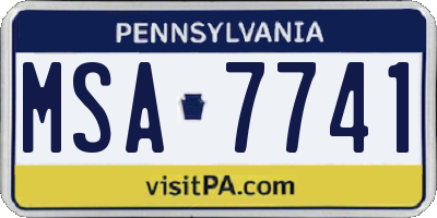PA license plate MSA7741