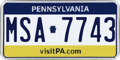 PA license plate MSA7743