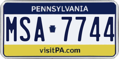 PA license plate MSA7744