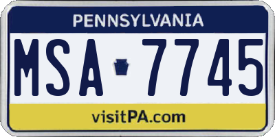 PA license plate MSA7745