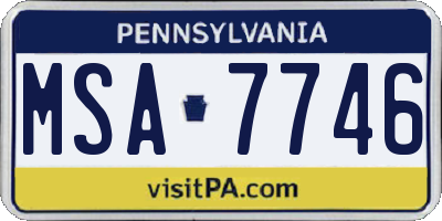 PA license plate MSA7746