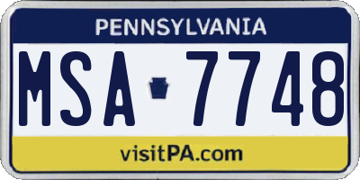 PA license plate MSA7748