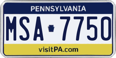 PA license plate MSA7750