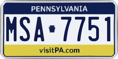 PA license plate MSA7751