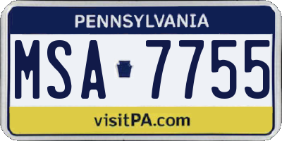 PA license plate MSA7755