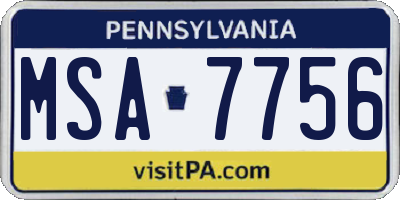PA license plate MSA7756
