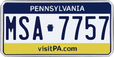 PA license plate MSA7757