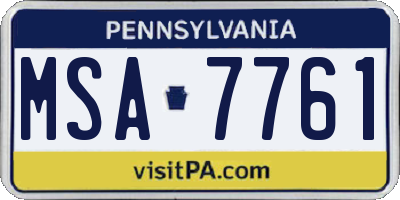 PA license plate MSA7761