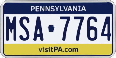 PA license plate MSA7764