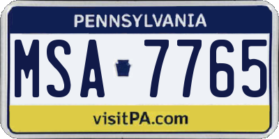 PA license plate MSA7765