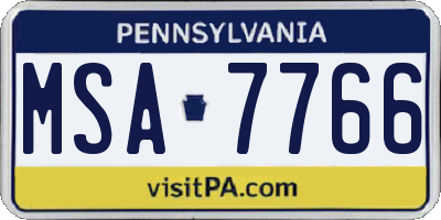 PA license plate MSA7766