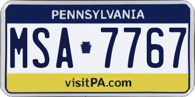 PA license plate MSA7767