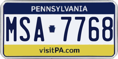 PA license plate MSA7768