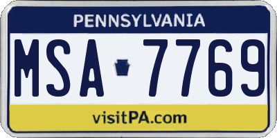 PA license plate MSA7769