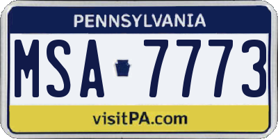 PA license plate MSA7773