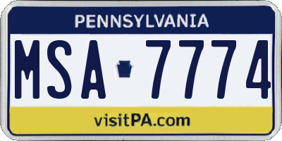 PA license plate MSA7774