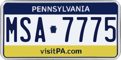 PA license plate MSA7775