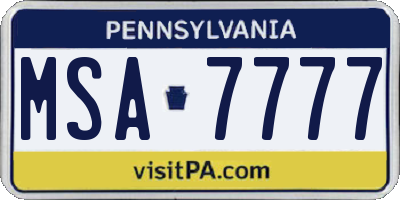 PA license plate MSA7777