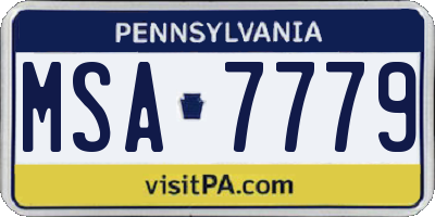 PA license plate MSA7779