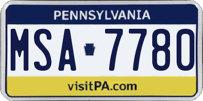 PA license plate MSA7780