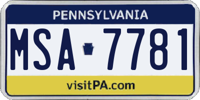 PA license plate MSA7781