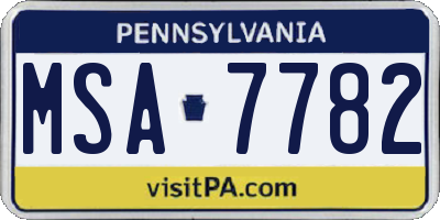 PA license plate MSA7782