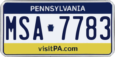 PA license plate MSA7783