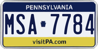 PA license plate MSA7784