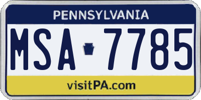 PA license plate MSA7785