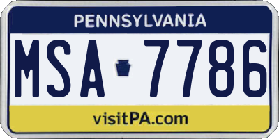PA license plate MSA7786