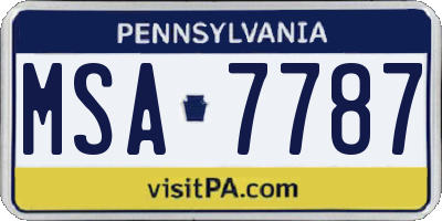 PA license plate MSA7787