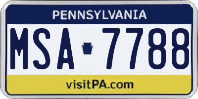 PA license plate MSA7788