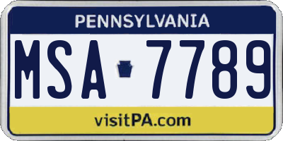 PA license plate MSA7789