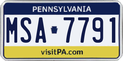 PA license plate MSA7791