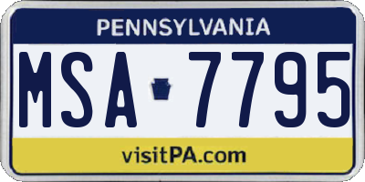 PA license plate MSA7795