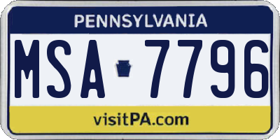 PA license plate MSA7796