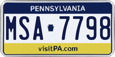 PA license plate MSA7798