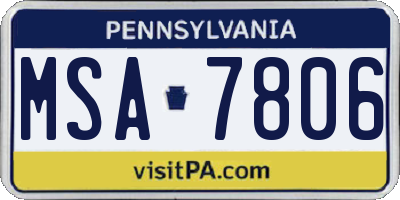 PA license plate MSA7806
