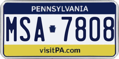 PA license plate MSA7808