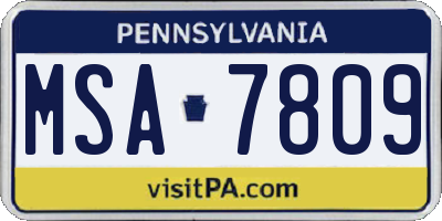 PA license plate MSA7809