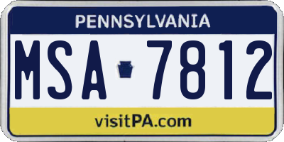 PA license plate MSA7812
