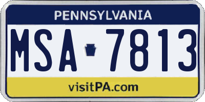 PA license plate MSA7813