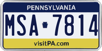 PA license plate MSA7814