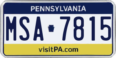 PA license plate MSA7815