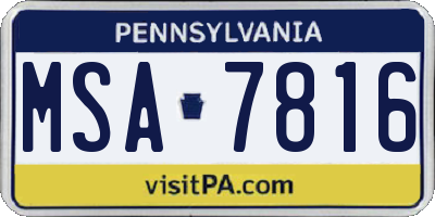 PA license plate MSA7816