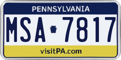 PA license plate MSA7817
